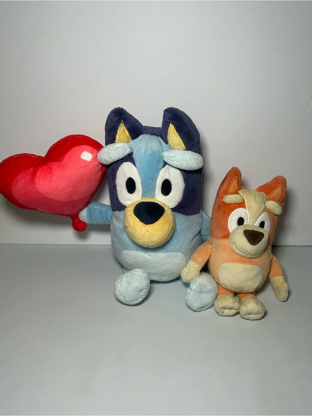 Lucy Plush Bluey Dog with Red Heart Bingo Orange Puppy Set